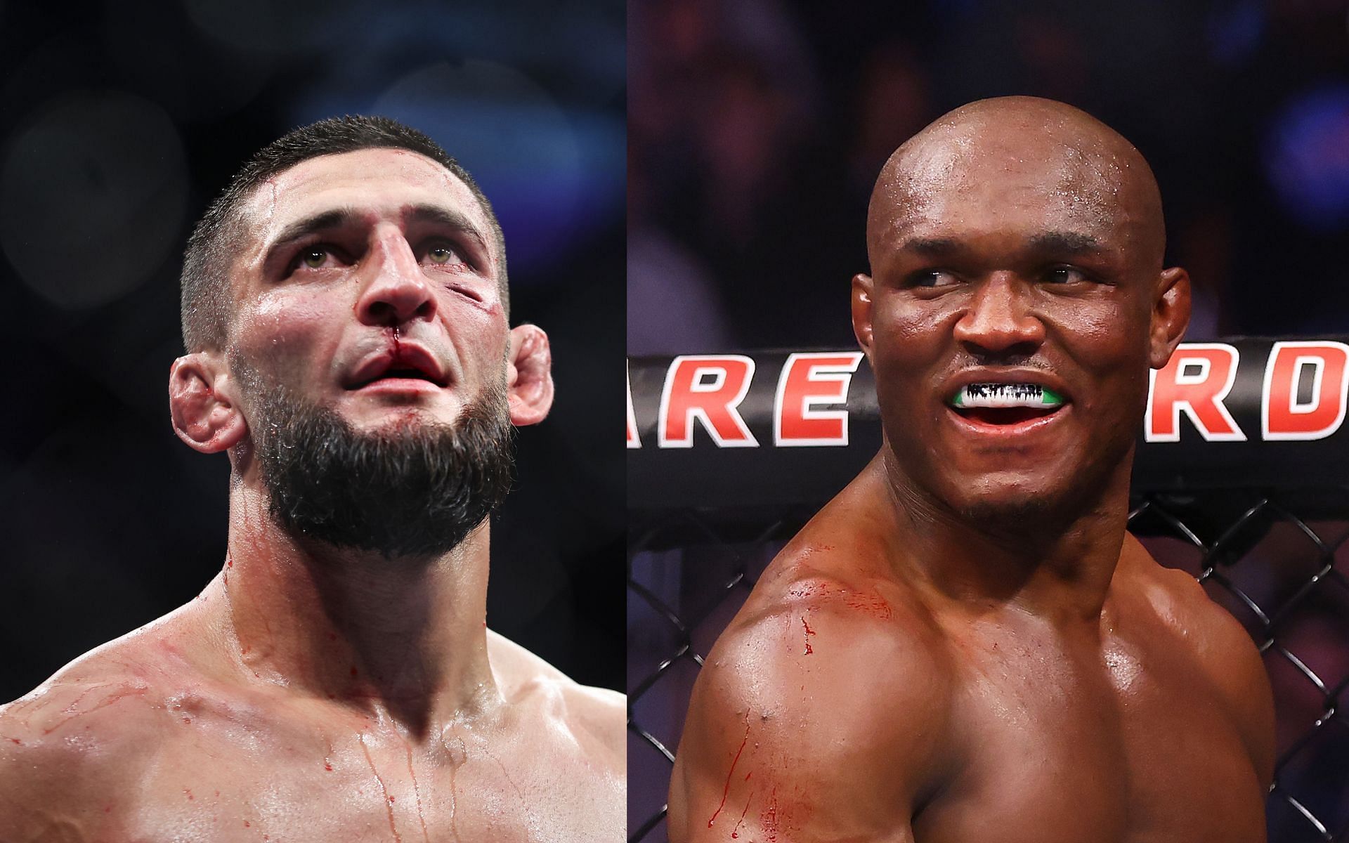 Khamzat Chimaev vs Kamaru Usman. [via Getty Images]