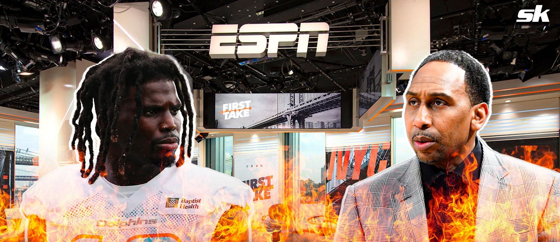 Tyreek Hill, left, Stephen A. Smith, right 