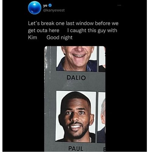 Screenshot of Kanye West's Tweet about Chris Paul