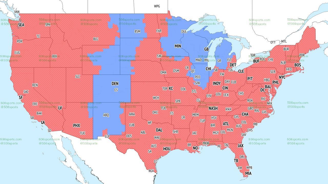 CBS TV Coverage Map (late games). Credit: 506Sports