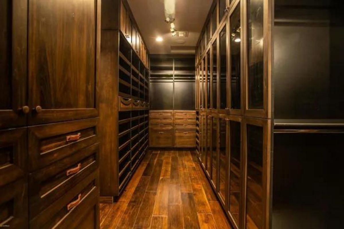Hicks has a separate room for his wine bottles