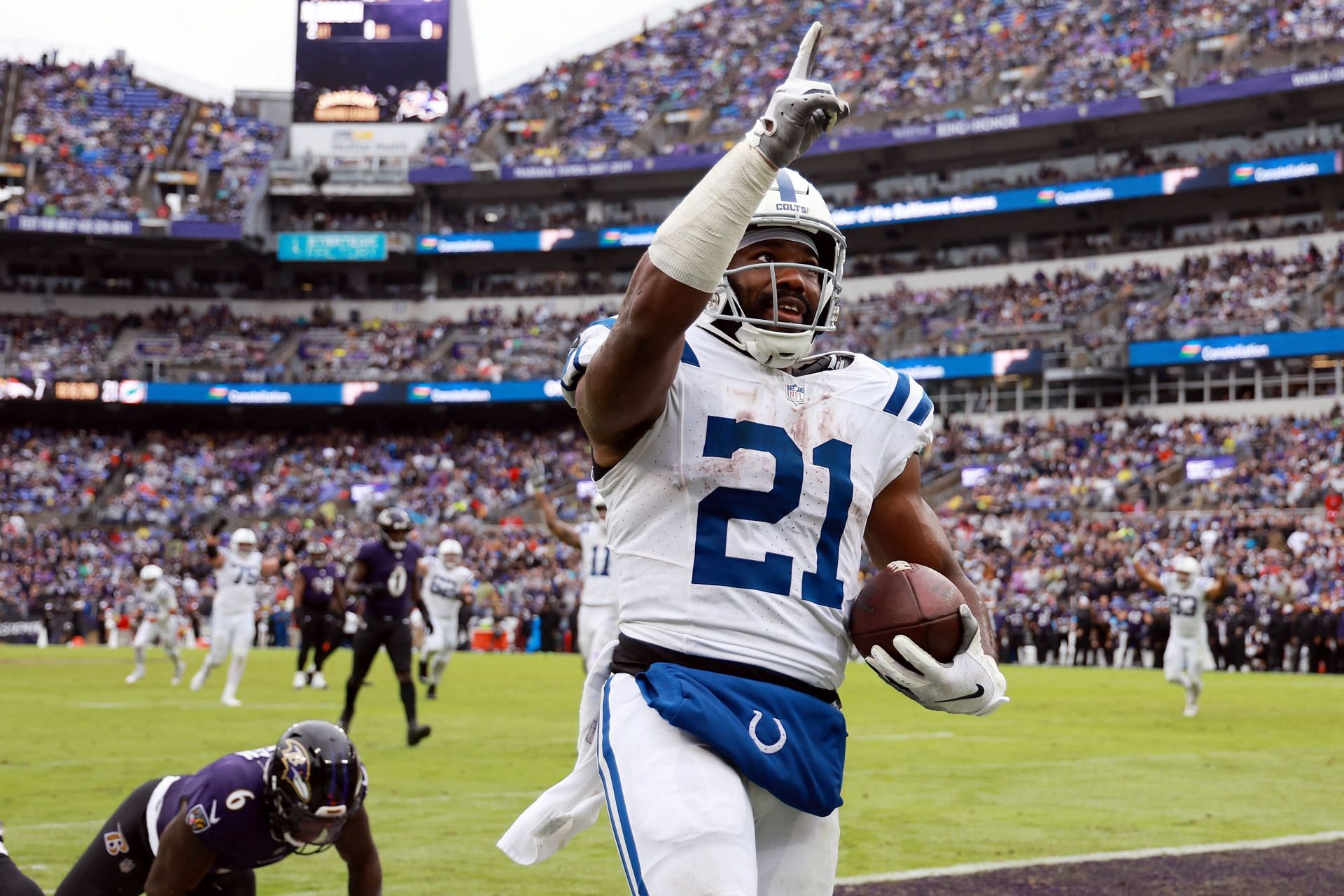 Indianapolis Colts v Baltimore Ravens David Montgomery vs Miles Sanders fantasy projection - who should you start in Week 5