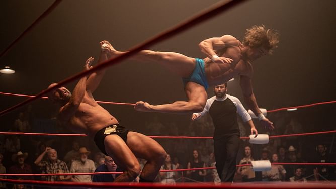 Which AEW stars are present in the latest Zac Effron movie?