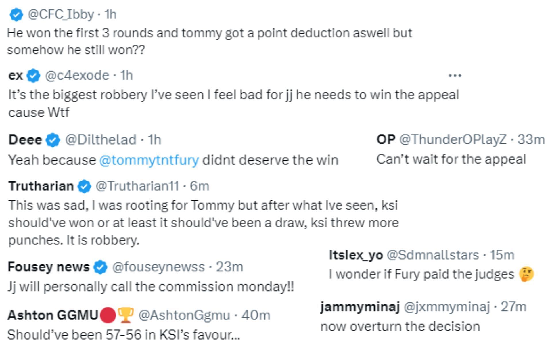 Fans react to KSI vs. Tommy Fury
