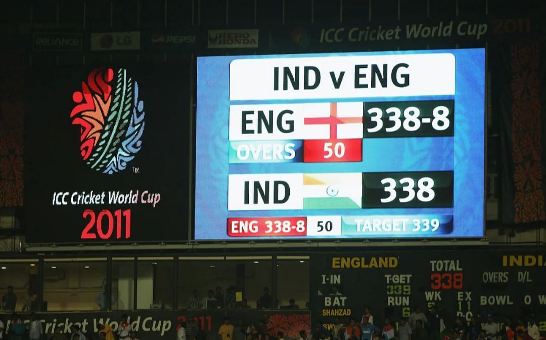 Scorecard of the IND vs ENG match at the 2011 ODI World Cup [Getty Images]