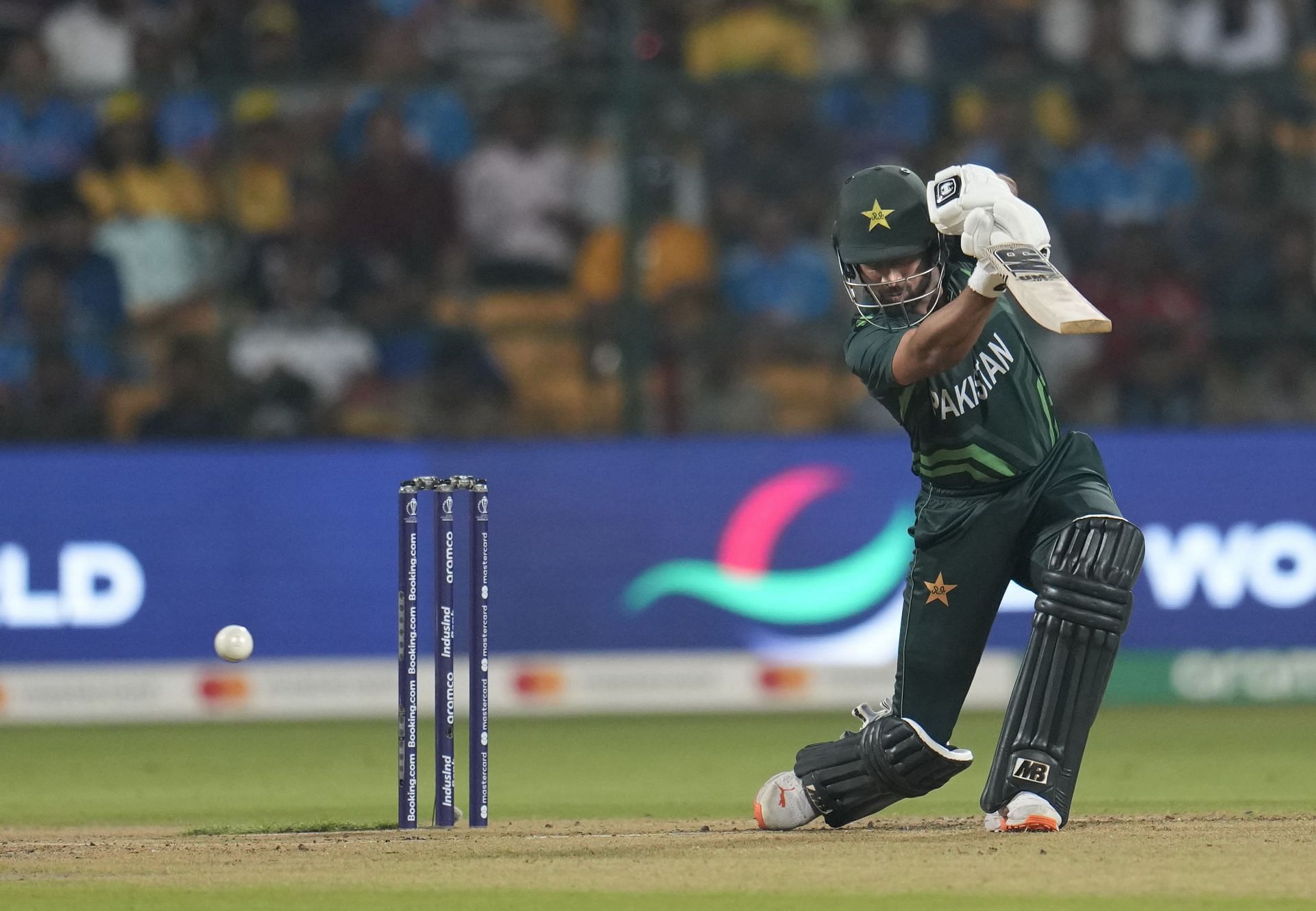 Abdullah Shafique plays a shot vs Australia [Getty Images]