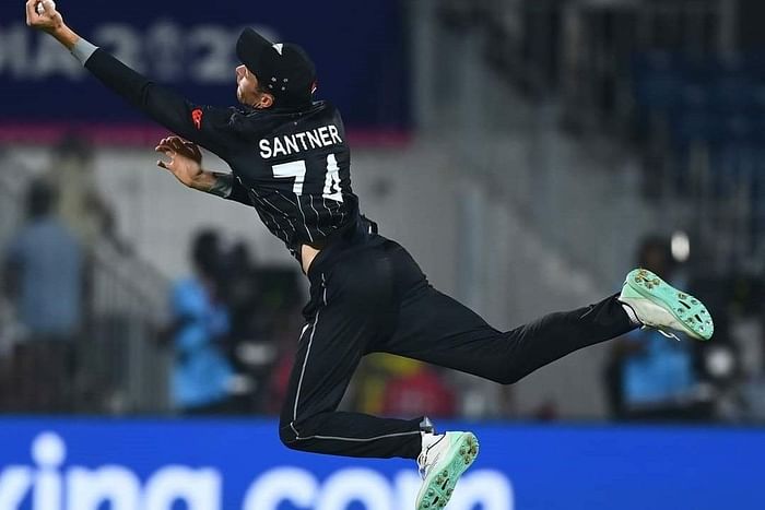 [Watch] Mitchell Santner takes a one-handed stunner to get rid of Hashmatullah Shahidi in NZ vs AFG 2023 World Cup clash