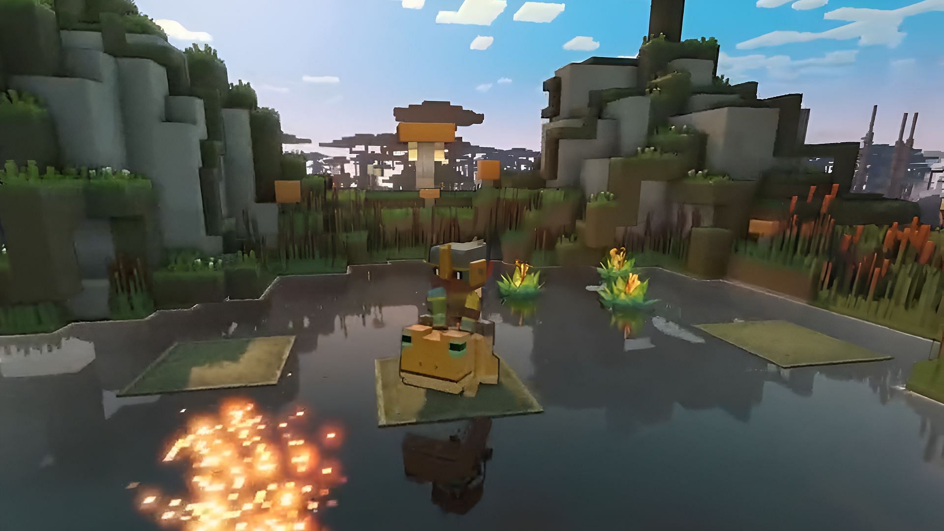 Frogs are a new way to traverse the Overworld in Minecraft Legends (Image via Mojang)