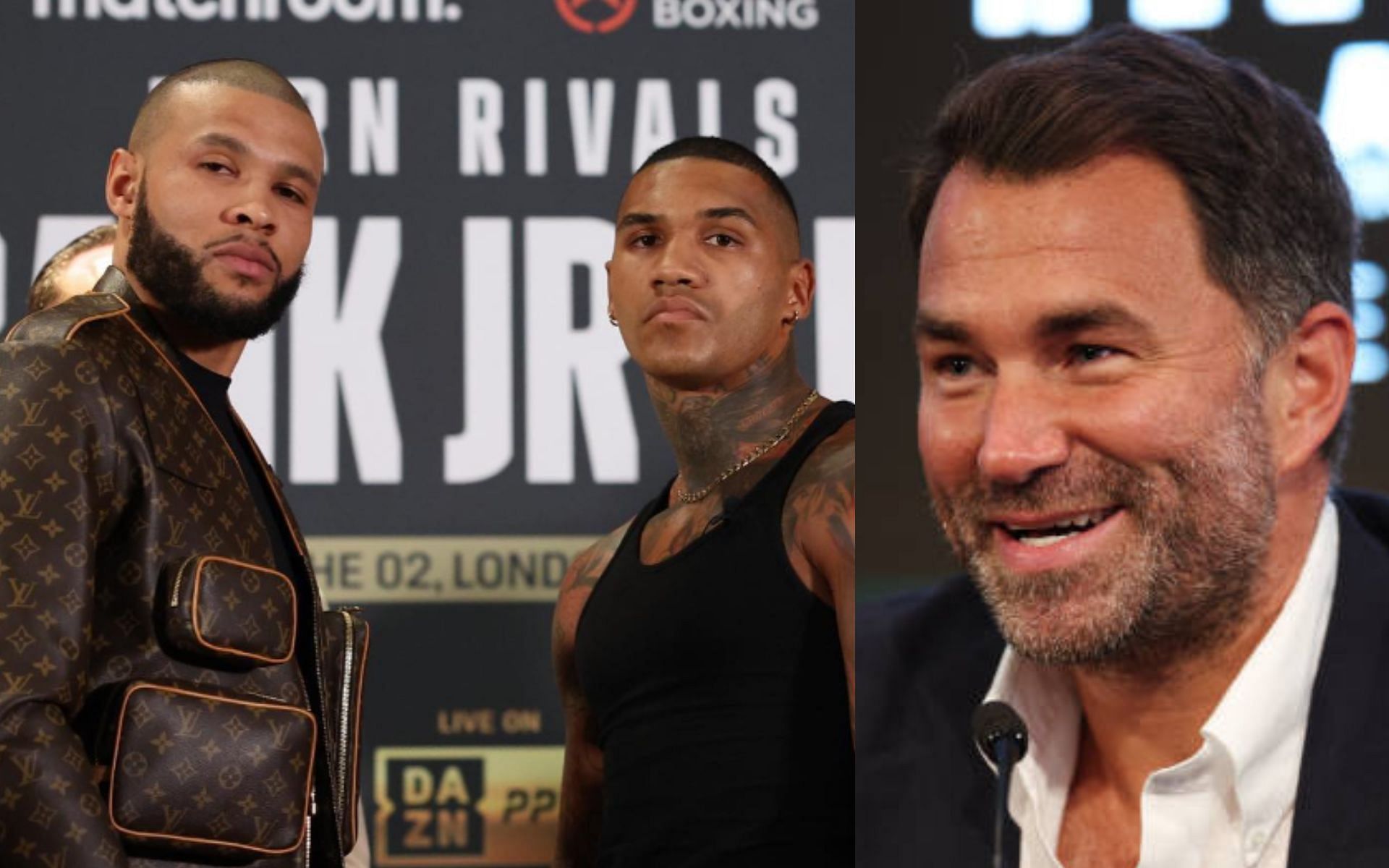 Chris Eubank Jr. vs. Conor Benn (left) and Eddie Hearn (right) [Images Courtesy: @conorbennofficial on Instagram and @GettyImages]