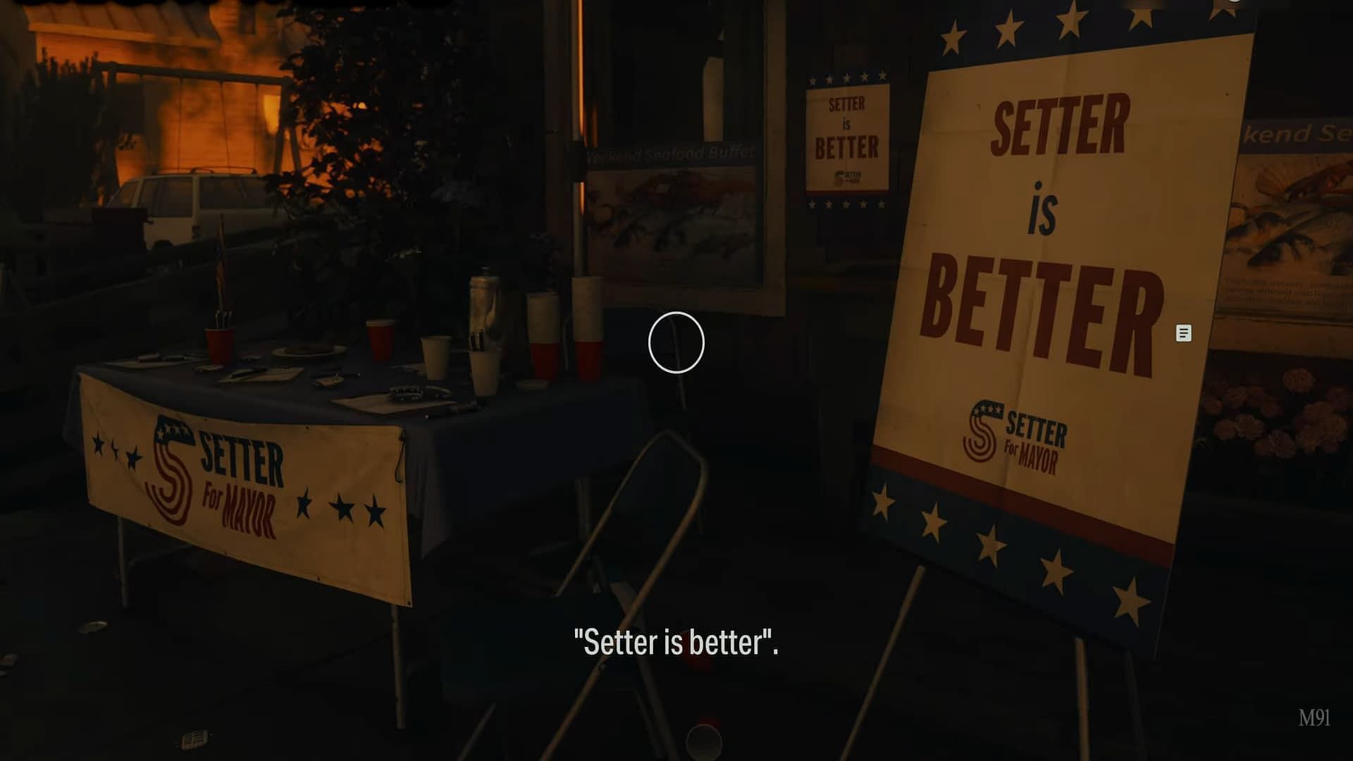 Mayor Setter campaign slogan location in Alan Wake 2 (Image via Remedy Entertainment)