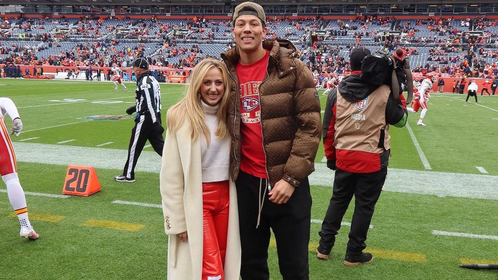 Jackson Mahomes and Brittany Mahomes during the Week 8 Chiefs-Broncos game at Denver, Colorado (Image credit: Jackson Mahomes on Instagram)