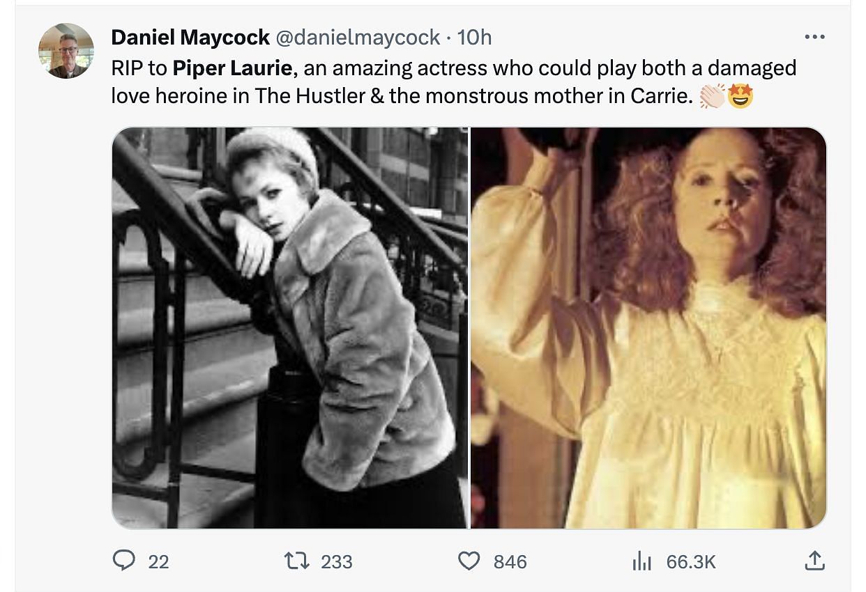 Social media users mourn the loss of Piper as the actress passed away at the age of 91. (Image via Twitter)