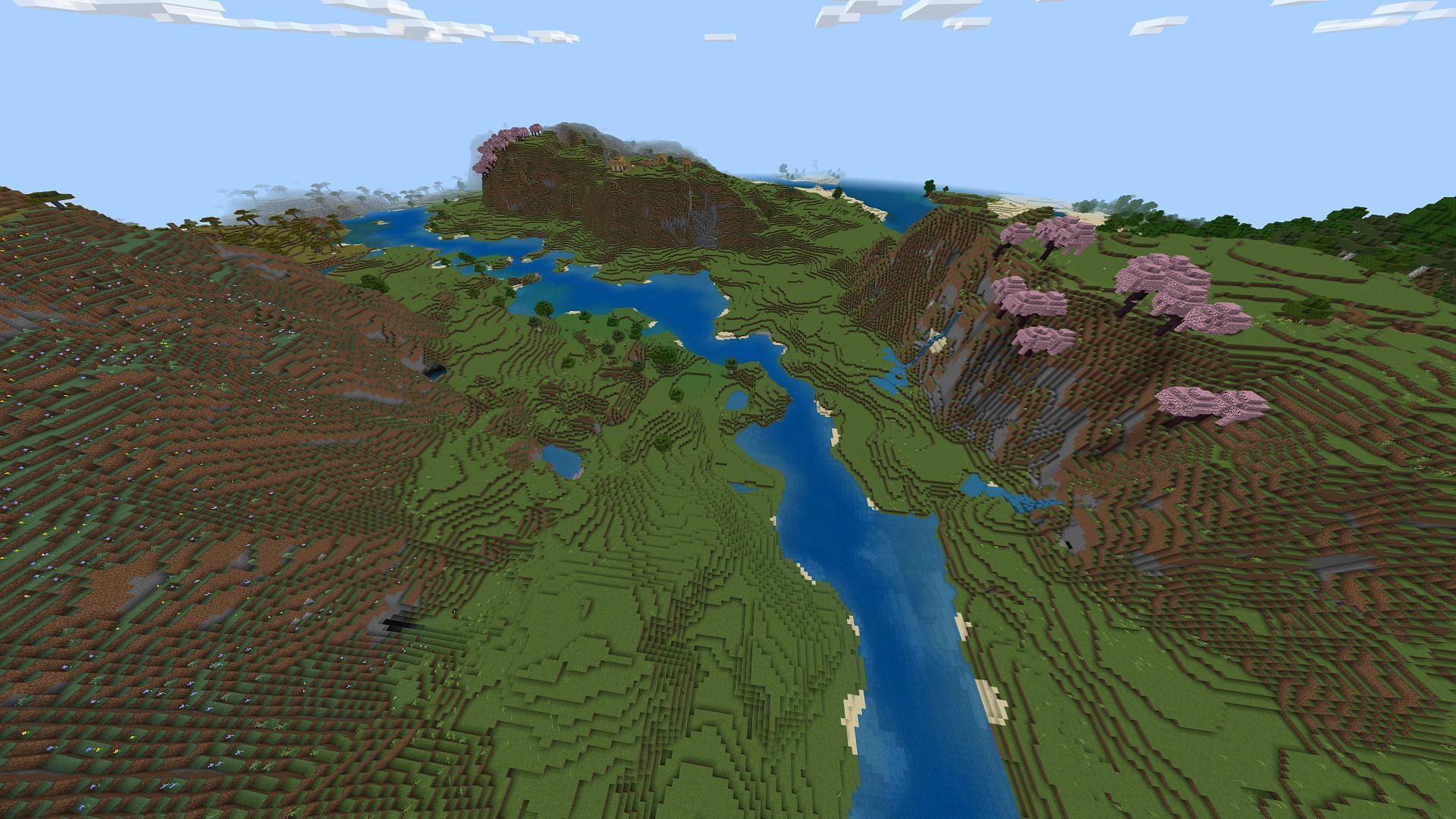 This Minecraft seed has a particularly cozy river setting for a future city (Image via Progoxd/Reddit)