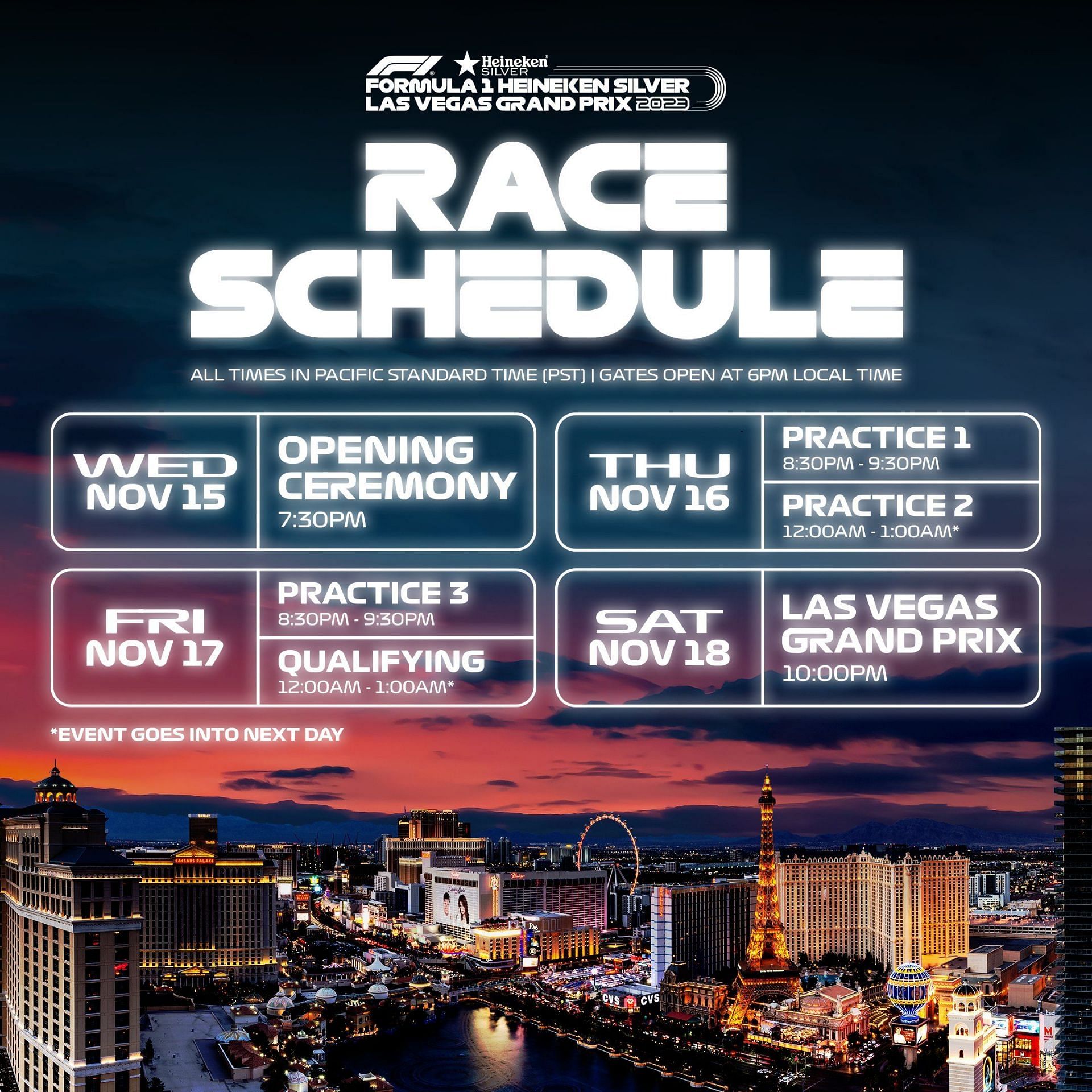 Las Vegas Grand Prix Schedule (via Las Vegas Grand Prix Twitter)
