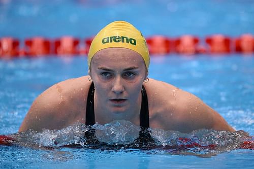 Ariarne Titmus in action at the 2023 World Aquatics Championships in Fukuoka, Japan.