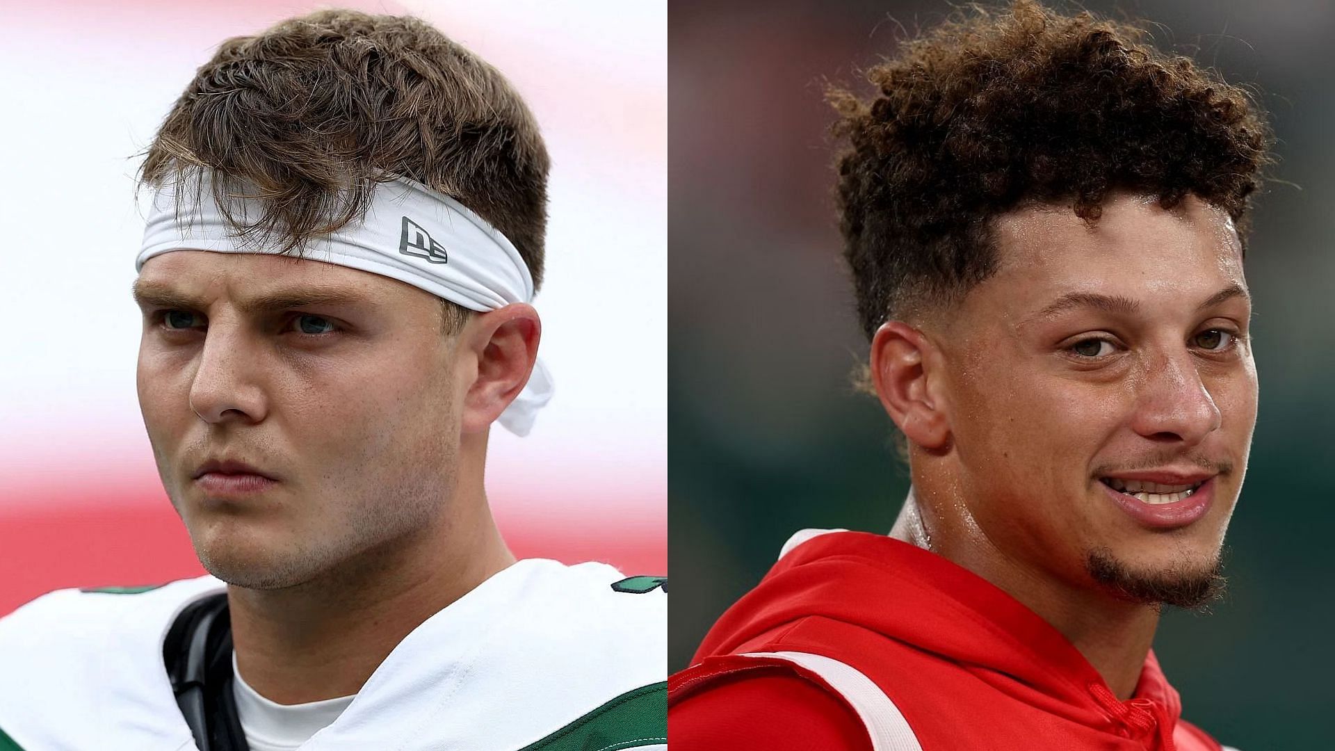 NFL quarterbacks Zach Wilson and Patrick Mahomes