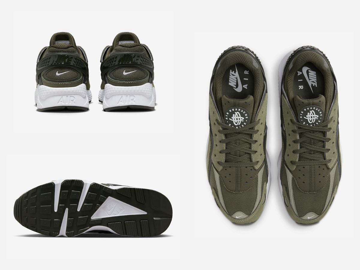 A closer look at the Air Huarache Runner &ldquo;Cargo Khaki&rdquo; sneakers (Image via Nike)