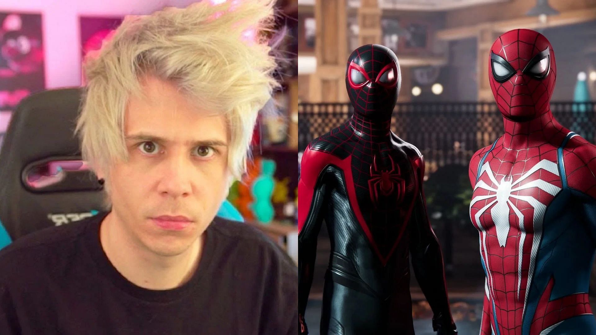 Rubius Spider-Man 2 Inclusive Spanish row (Image via Insomniac, Rubius/Twitch)