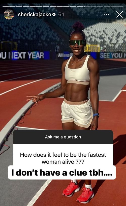 Screenshot from Shericka Jackson's QnA session on Instagram story