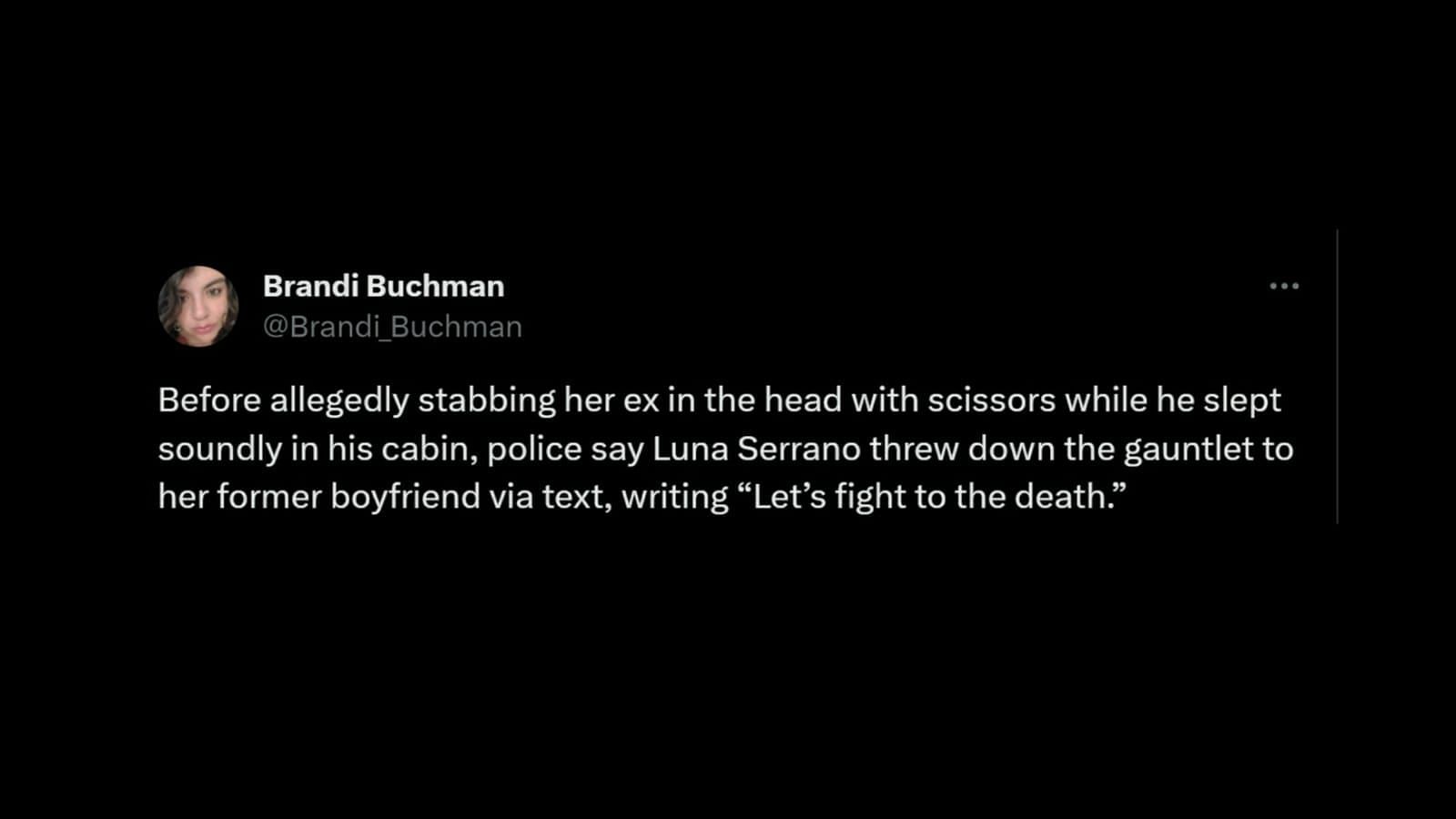 Hawkes accused Serrano of stabbing him in the head and ribs (Image via Twitter/@Brandi_Buchman)