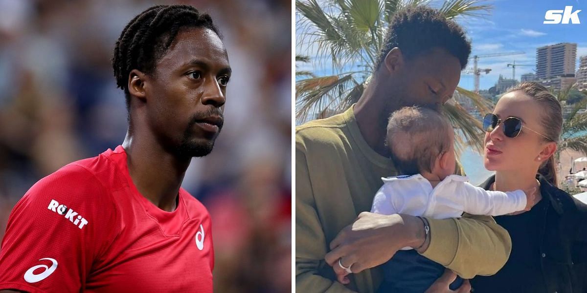 Gael Monfils with his wife, Elina Svitolina and daughter, Skai.