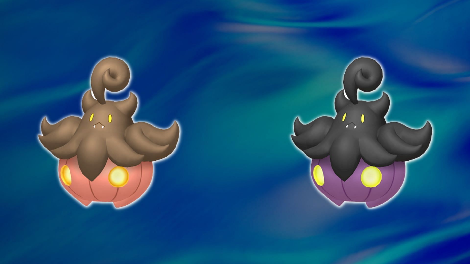 Pumpkaboo and its Shiny variant (Image via Sportskeeda and The Pokemon Company)