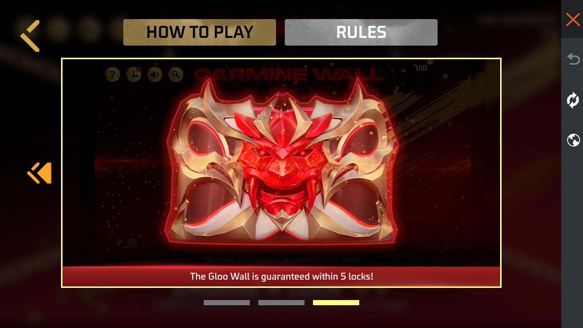 New Carmine Wall event has made its way into the battle royale title (Image via Garena)