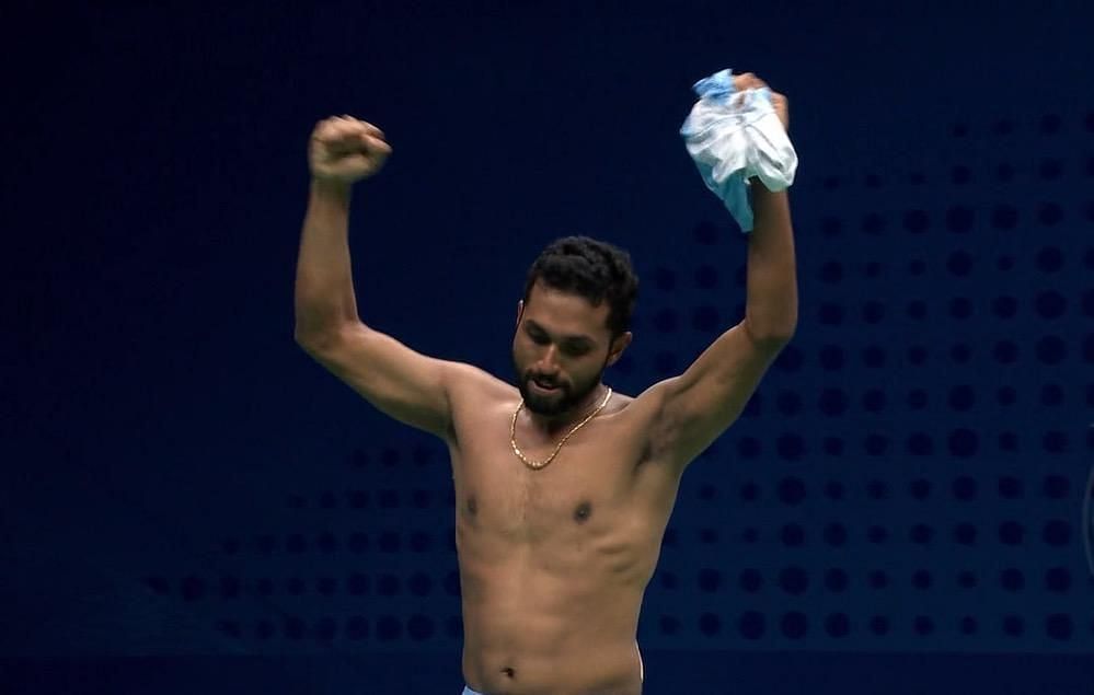 H. S. Prannoy after his win, Image Courtesy- Sony Sports Network