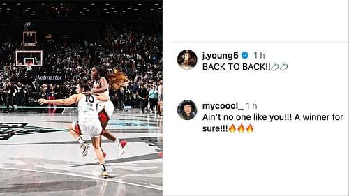 Mychal Johnson's comment on Jackie Young's Instagram post (via Instagram)