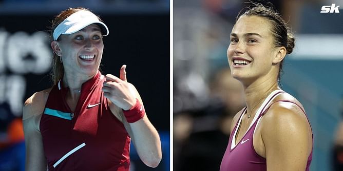 Paula Badosa reacts to Aryna Sabalenka's coaching team's tactics during Belarusian's workout session