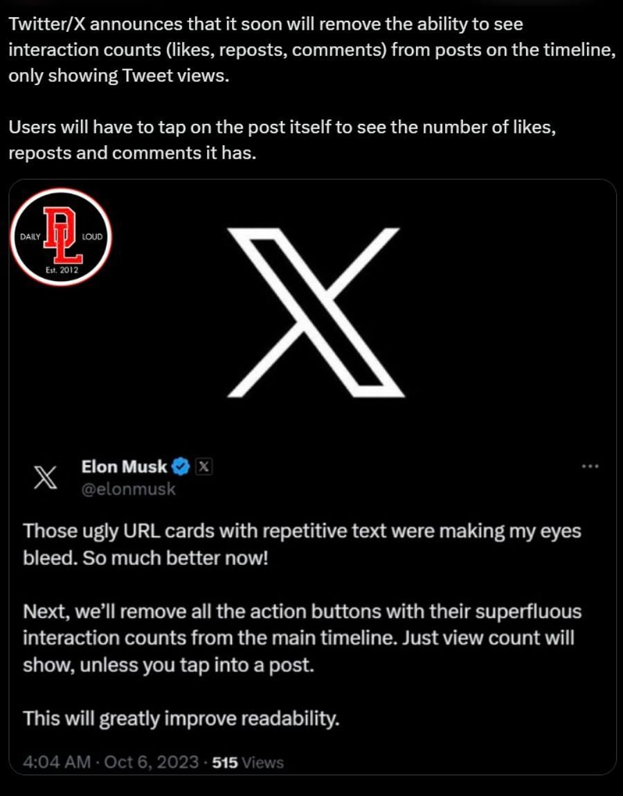 The screenshot of Elon Musk&#039;s tweet went viral (Image via X/@DailyLoud)