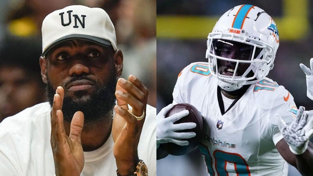 LeBron James of the LA Lakers and Tyreek Hill of the Miami Dolphins.