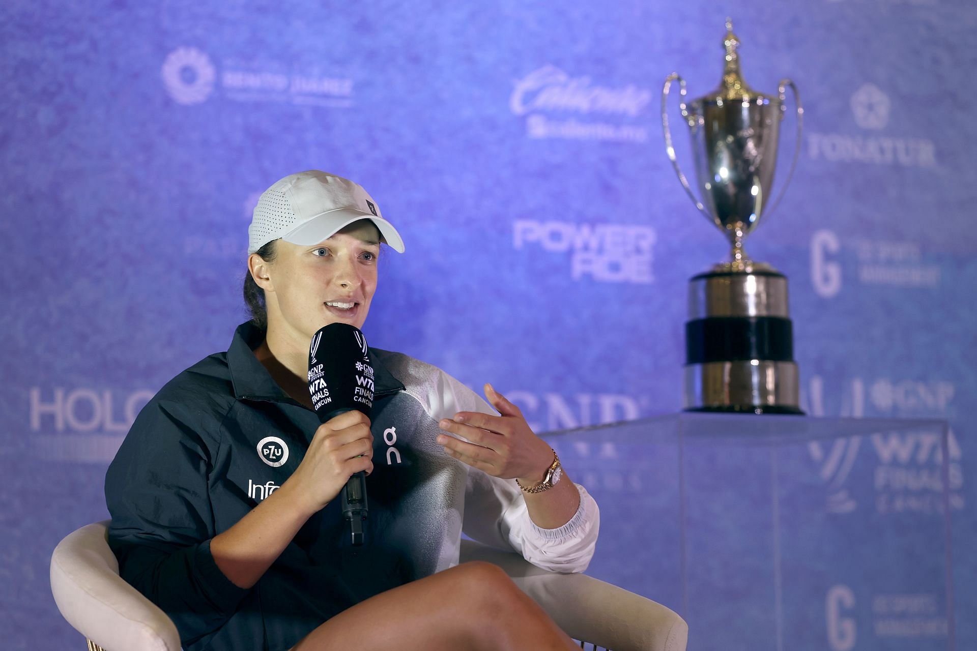 Iga Swiatek at the 2023 WTA Finals press conference