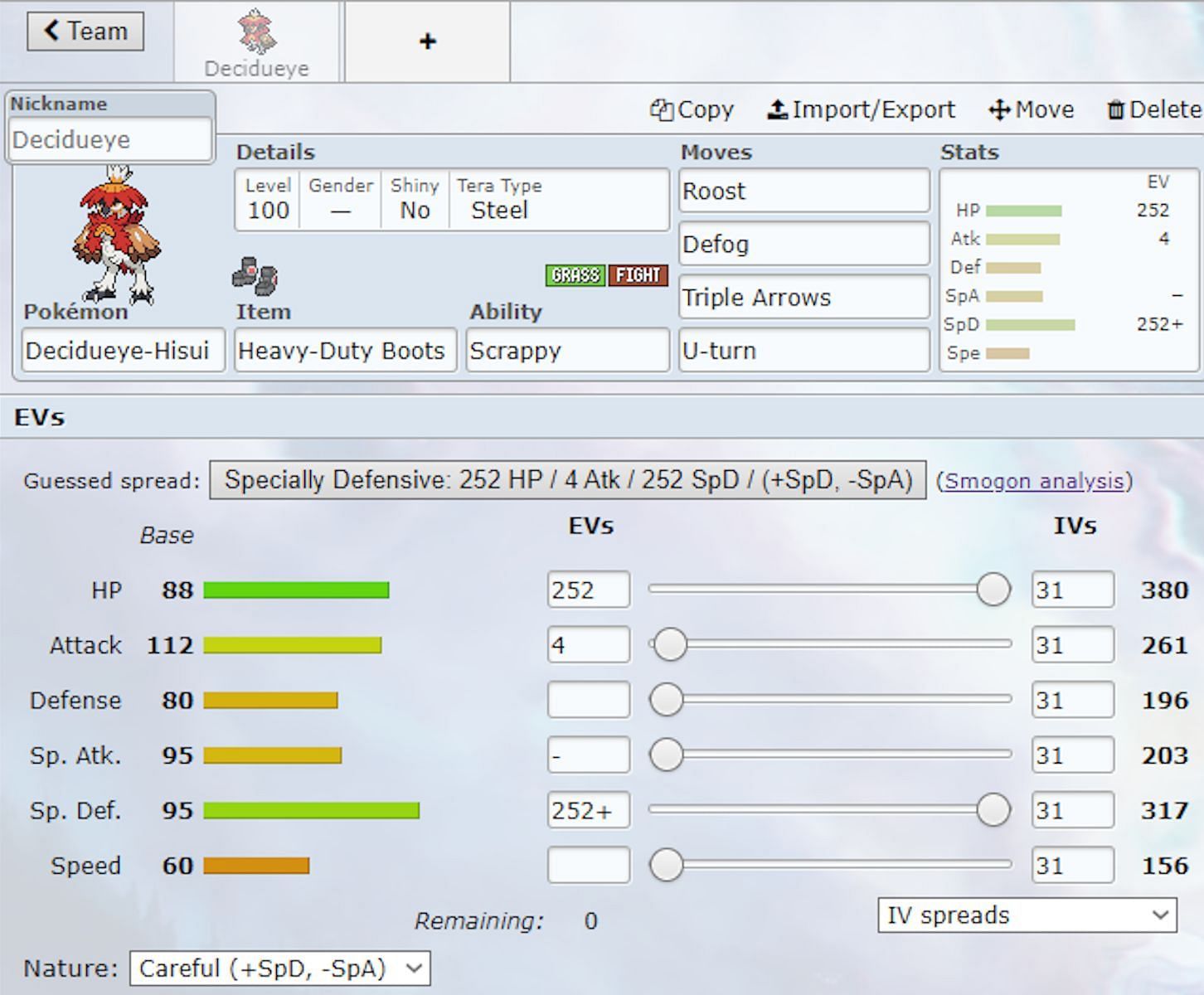 An example build for Single Battles in Pokemon Scarlet and Violet (Image via Showdown)