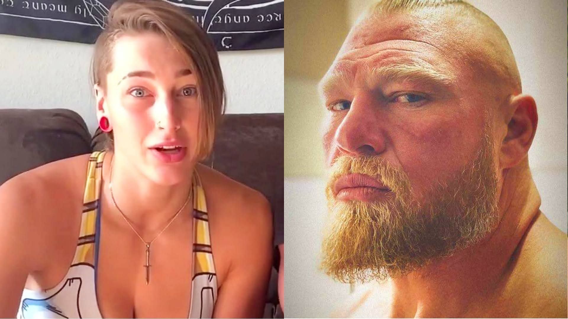 Top WWE Superstars Rhea Ripley (left) and Brock Lesnar (right)