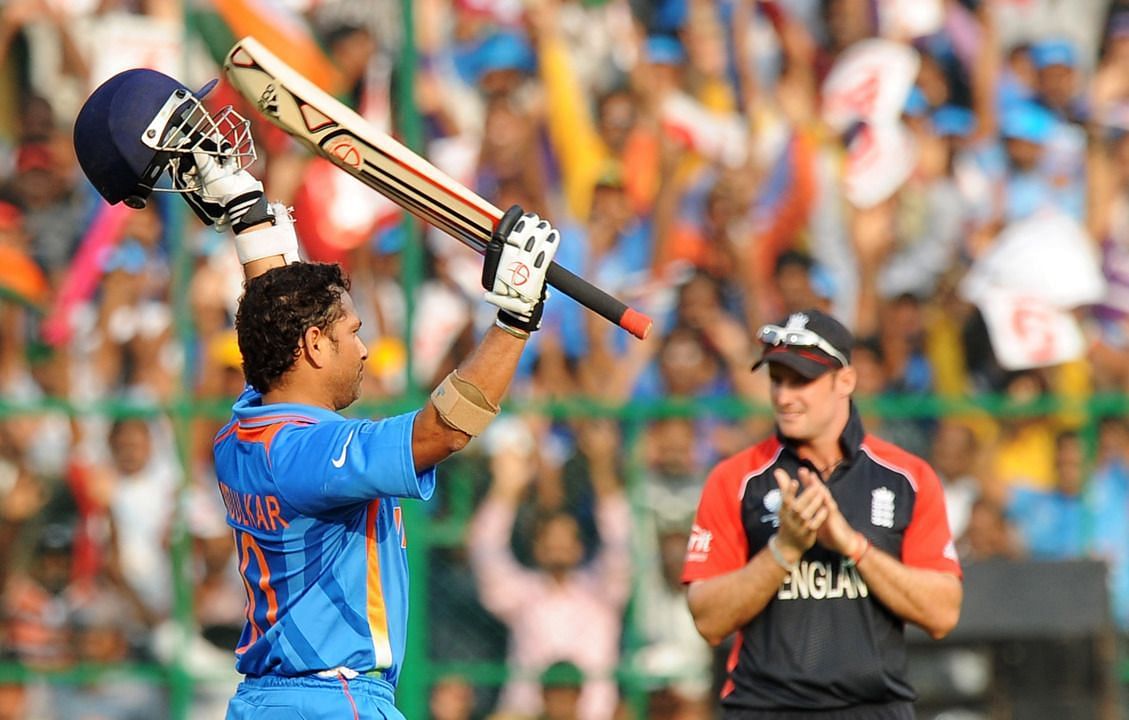 Sachin Tendulkar scored a majestic ton against England in the 2011 World Cup (Image via AFP/Getty)
