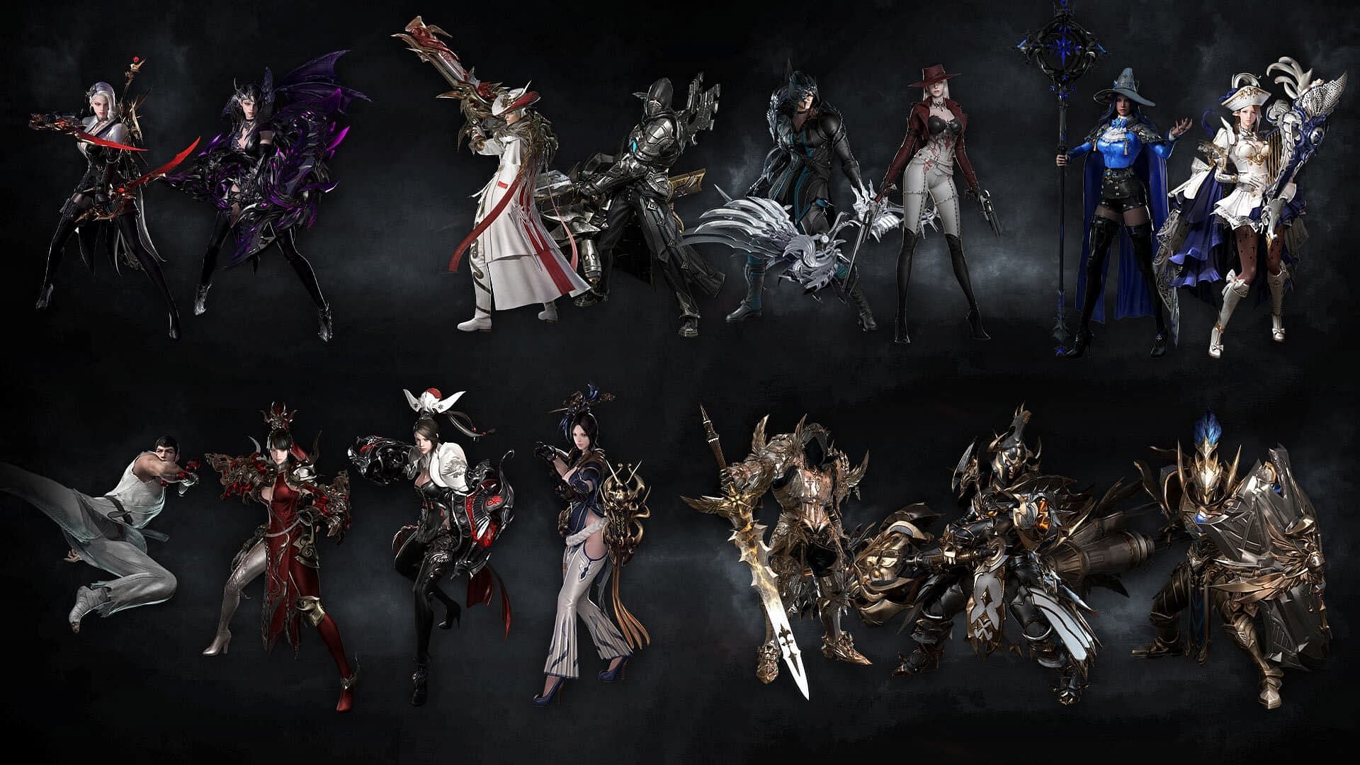A multitude of special skins for the advanced classes in Lost Ark (Image via Smilegate)