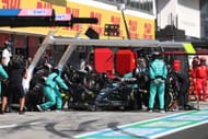 Mercedes pit crew in action