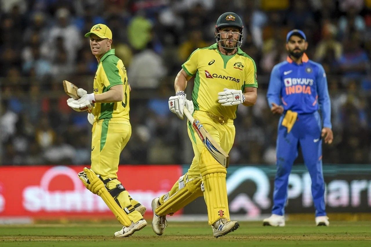 David Warner and Aaron Finch during their record partnership vs India in 2020 [Getty Images]