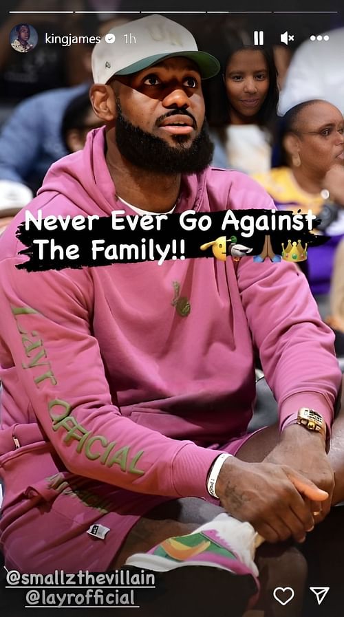 LA Lakers superstar forward LeBron James' latest Instagram Story