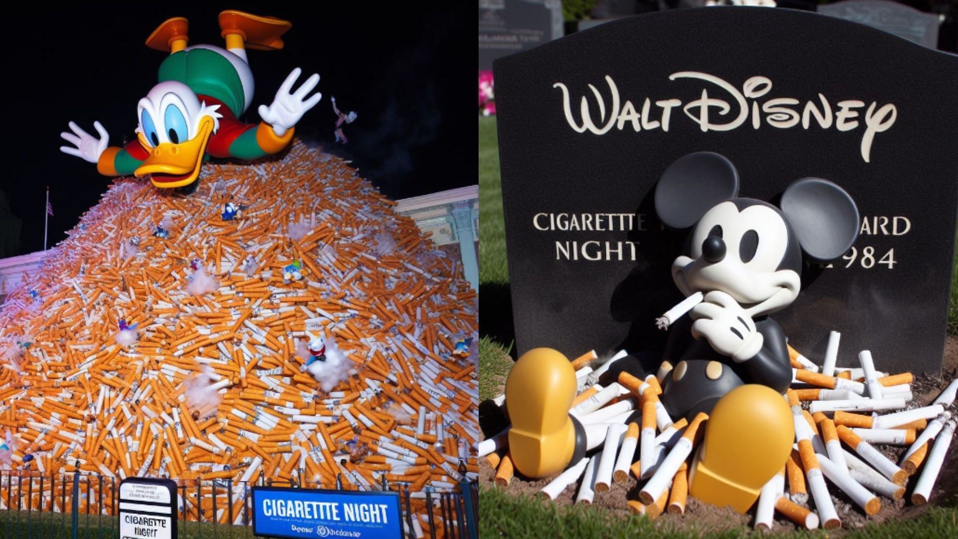 Disneyland Cigarette Night pictures are not real but AI-generated. (Image via X/ShutupAndrosky)