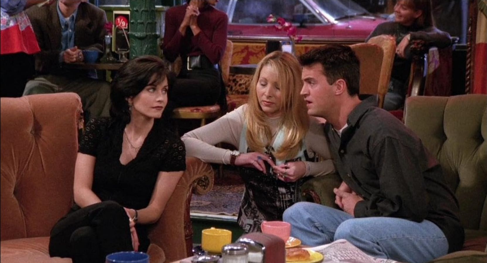 Courteney Cox, Lisa Kudrow, and Matthew Perry in a scene from Friends (Image via IMDb)