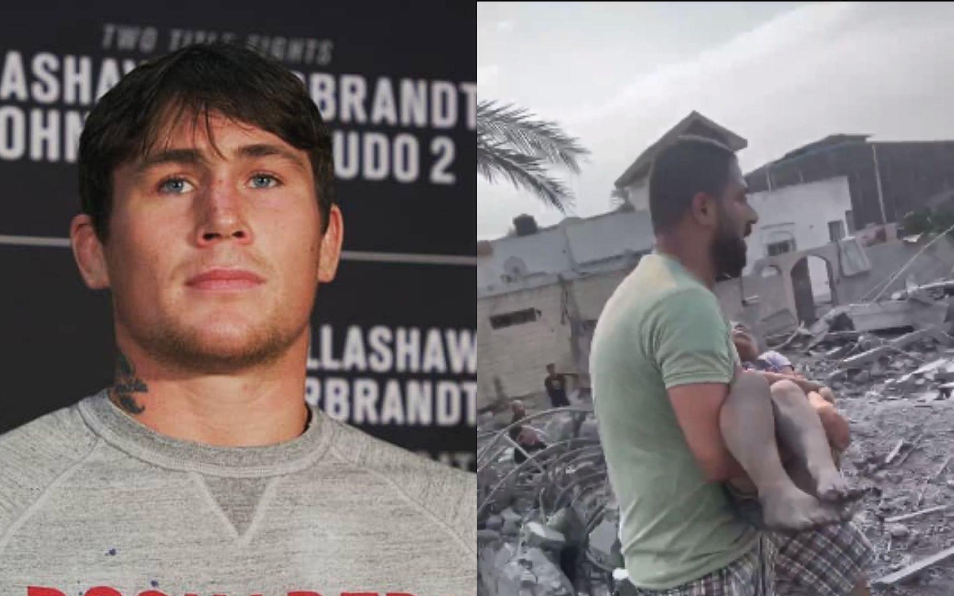 Darren Till (left) and Palestinian man with his daughter (right) (Image credits @darrenthegorillatill on Instagram and @ShaykhSulaiman on X)
