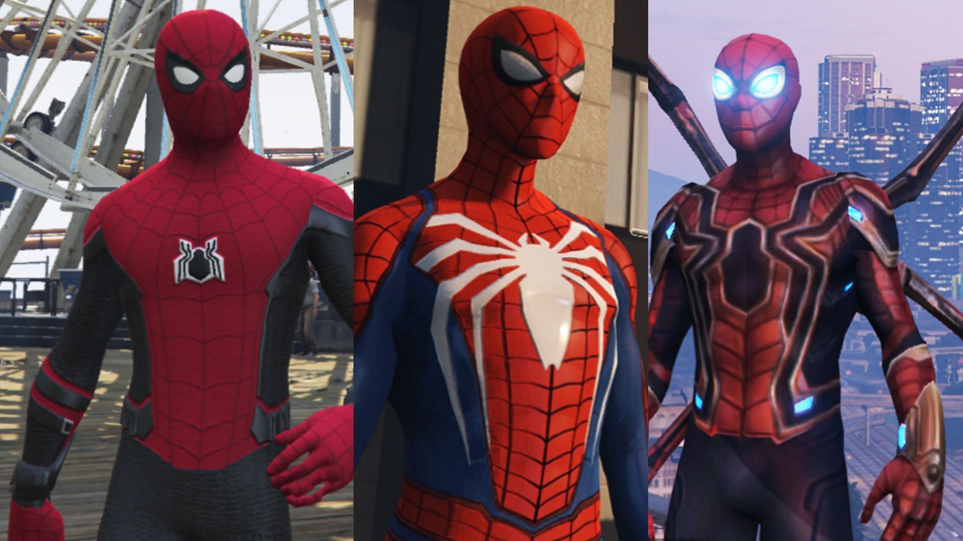 Three variations of Spider-Man suits are available with the mod (Image via GTA 5-Mods)