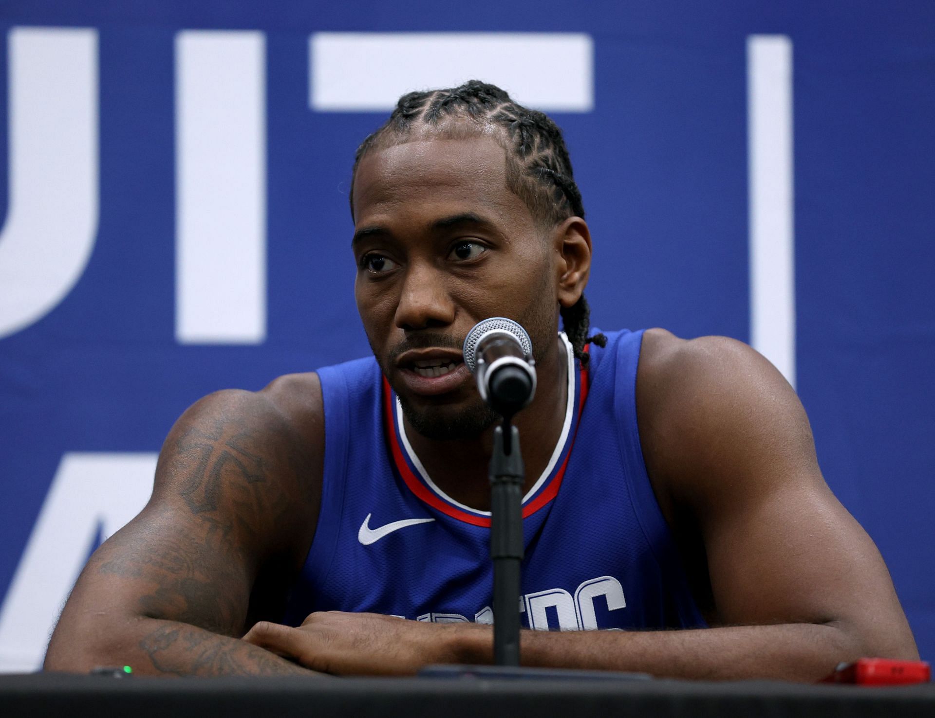 Kawhi Leonard at the LA Clippers Media Day 2023