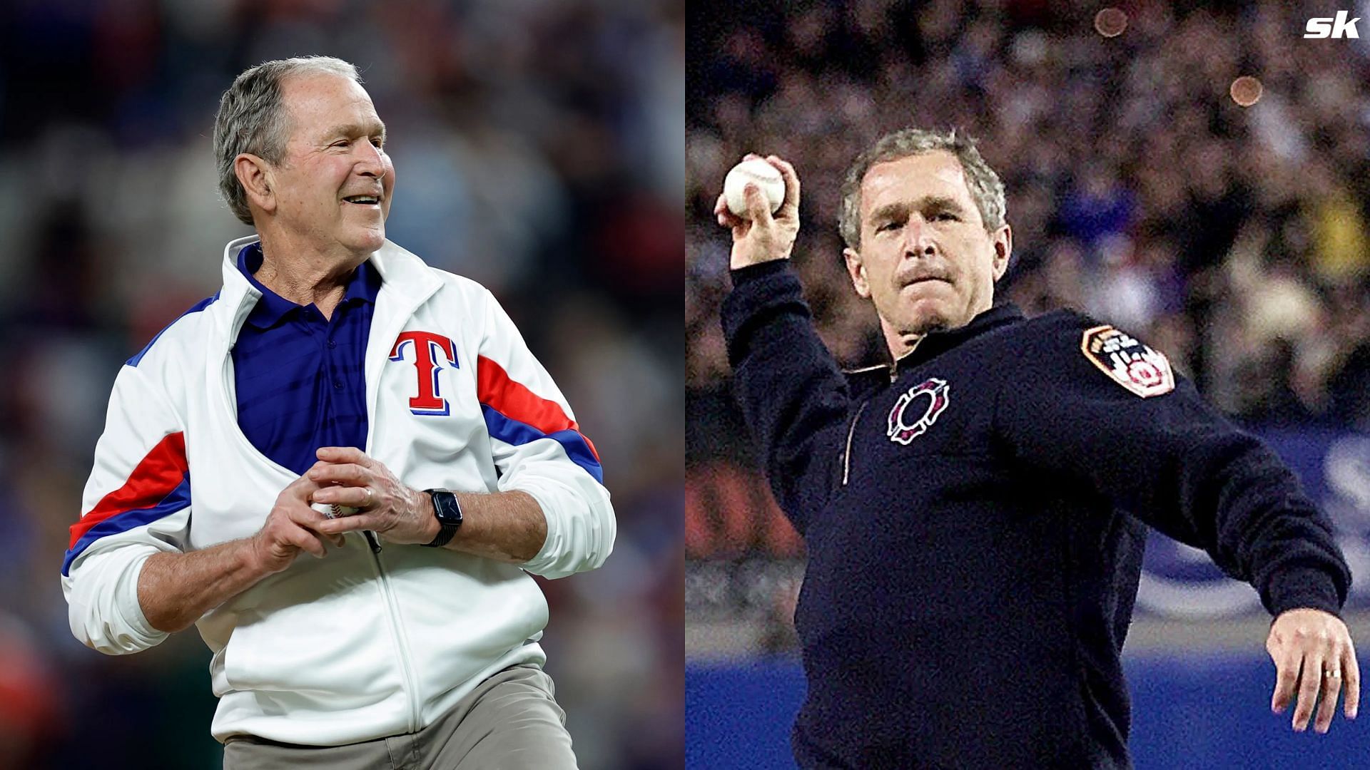 Former President GW Bush throwing in the first pitch of World Series opener in 2023 and 2001