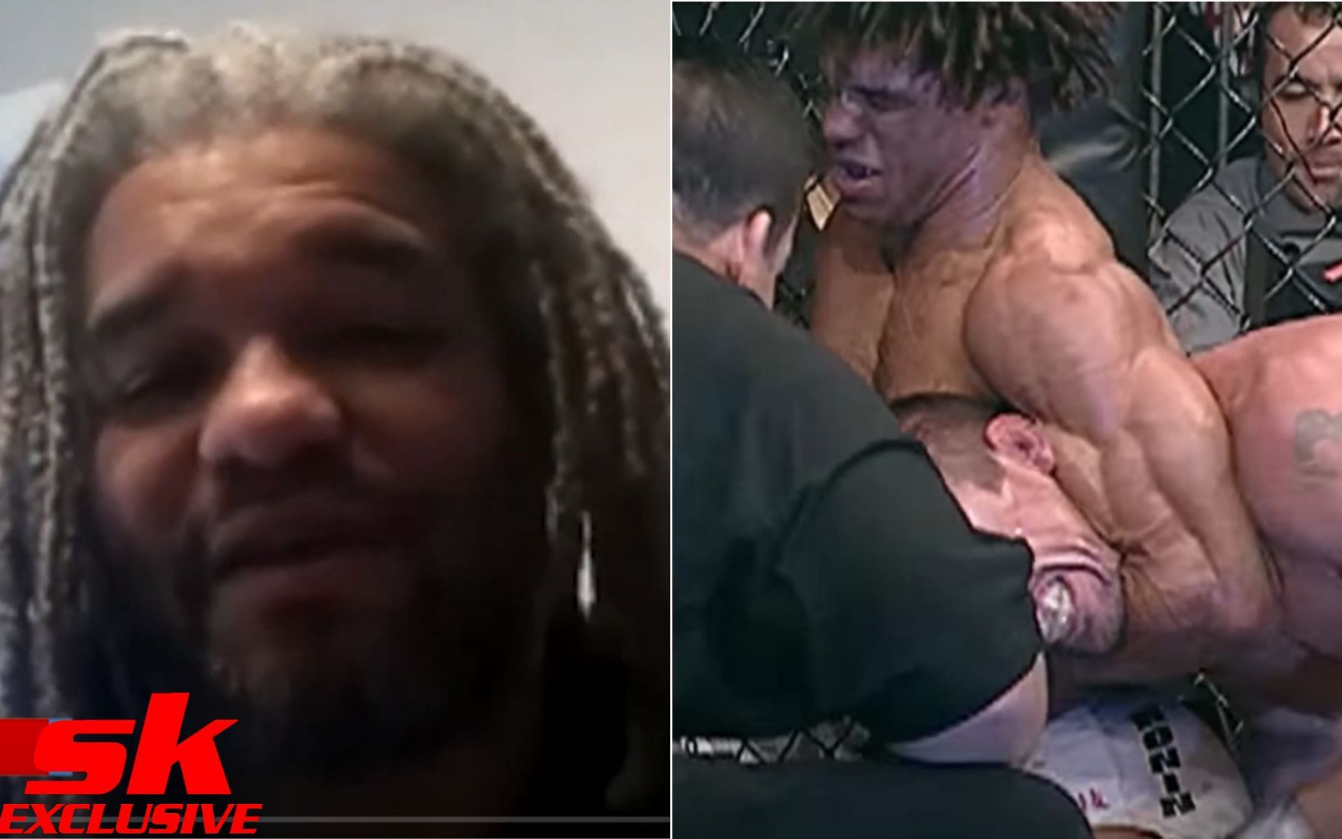 Carlos Newton [Left], and Carlos Newton submitting Pat Miletich [Right] [Photo credit: Sportskeeda MMA Originals and UFC - YouTube]