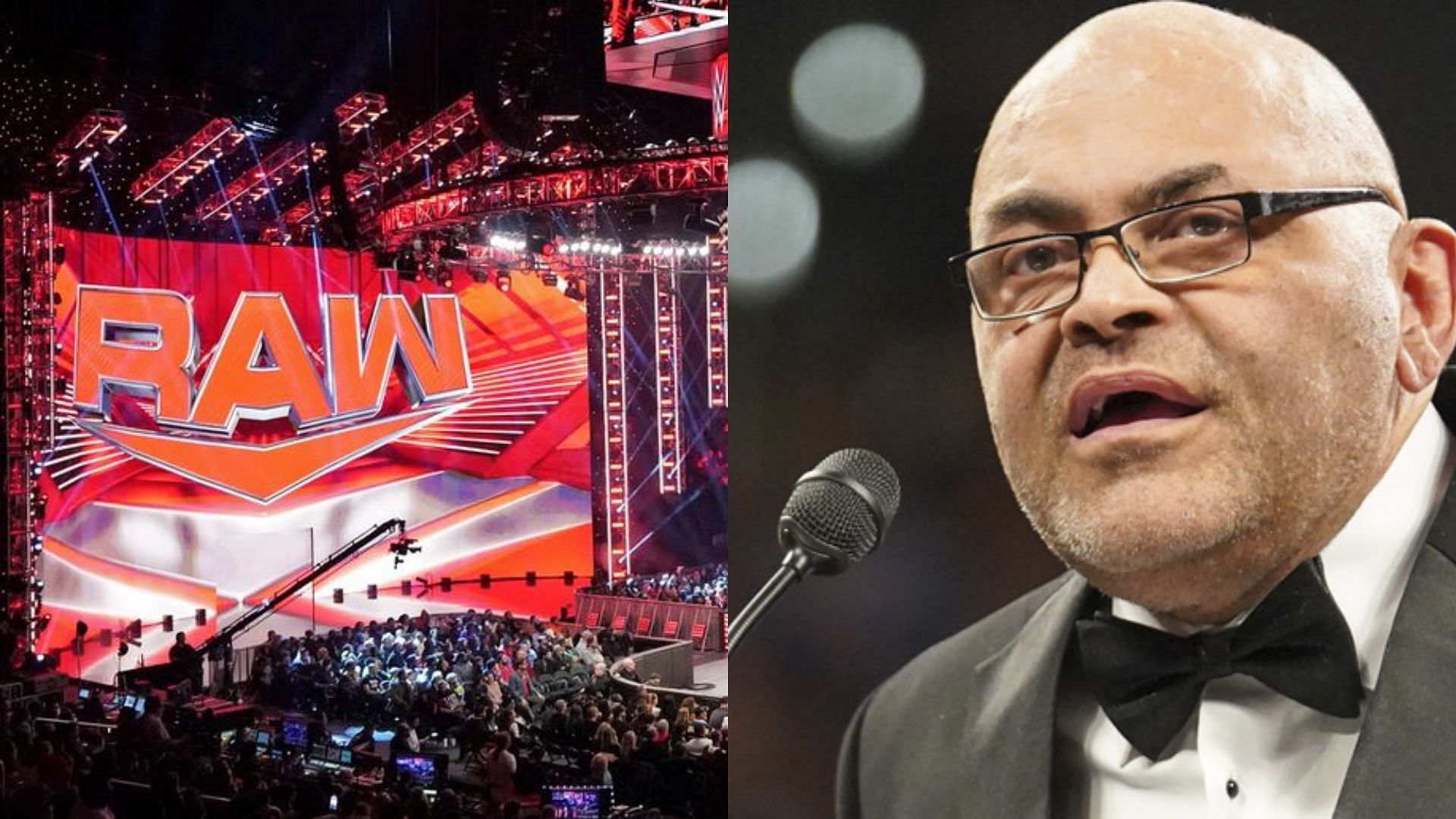 WWE RAW stage (left), Konnan (right)