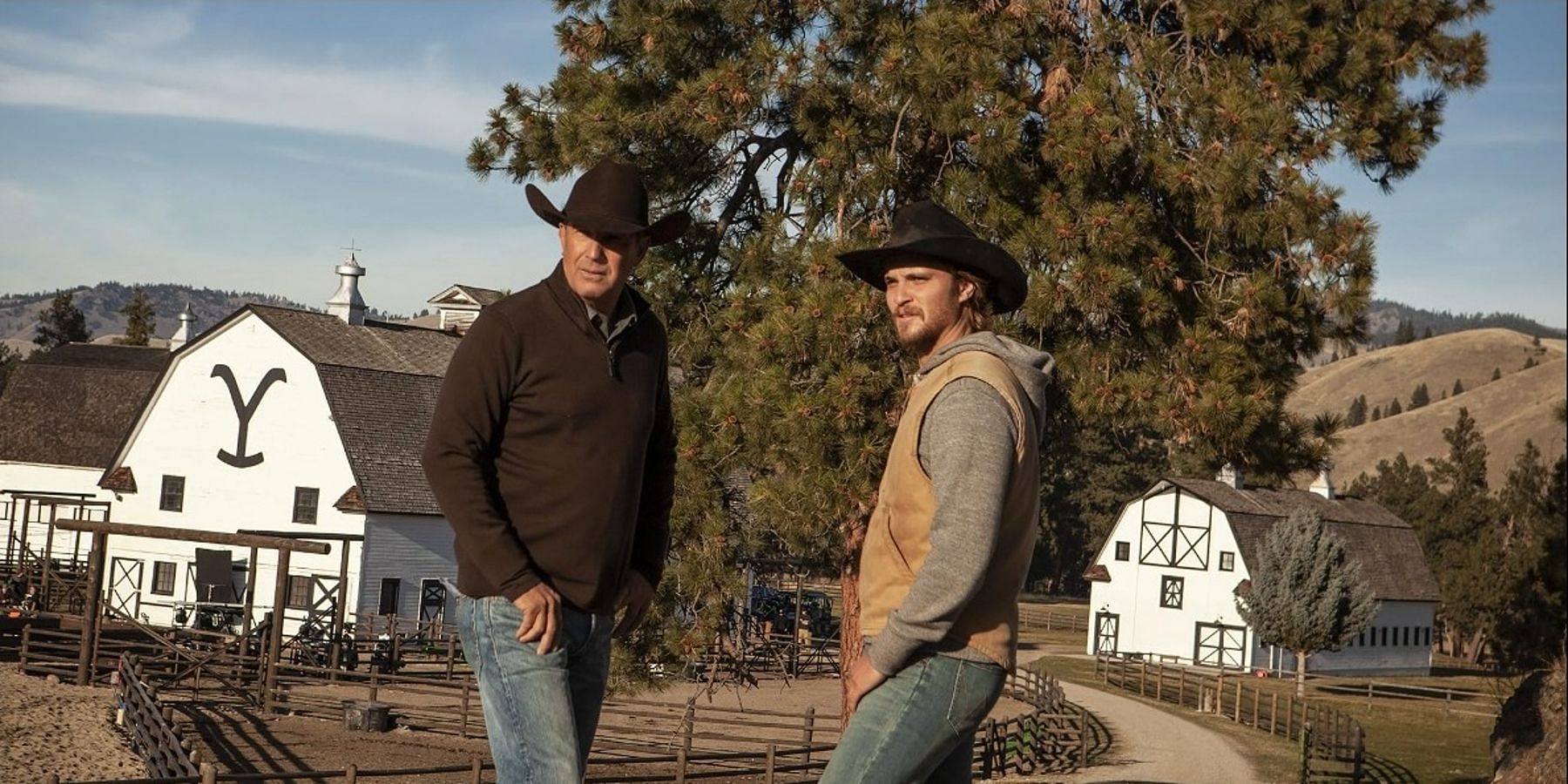 Kevin Costner and Luke Grimes in Yellowstone (Image via IMDb)