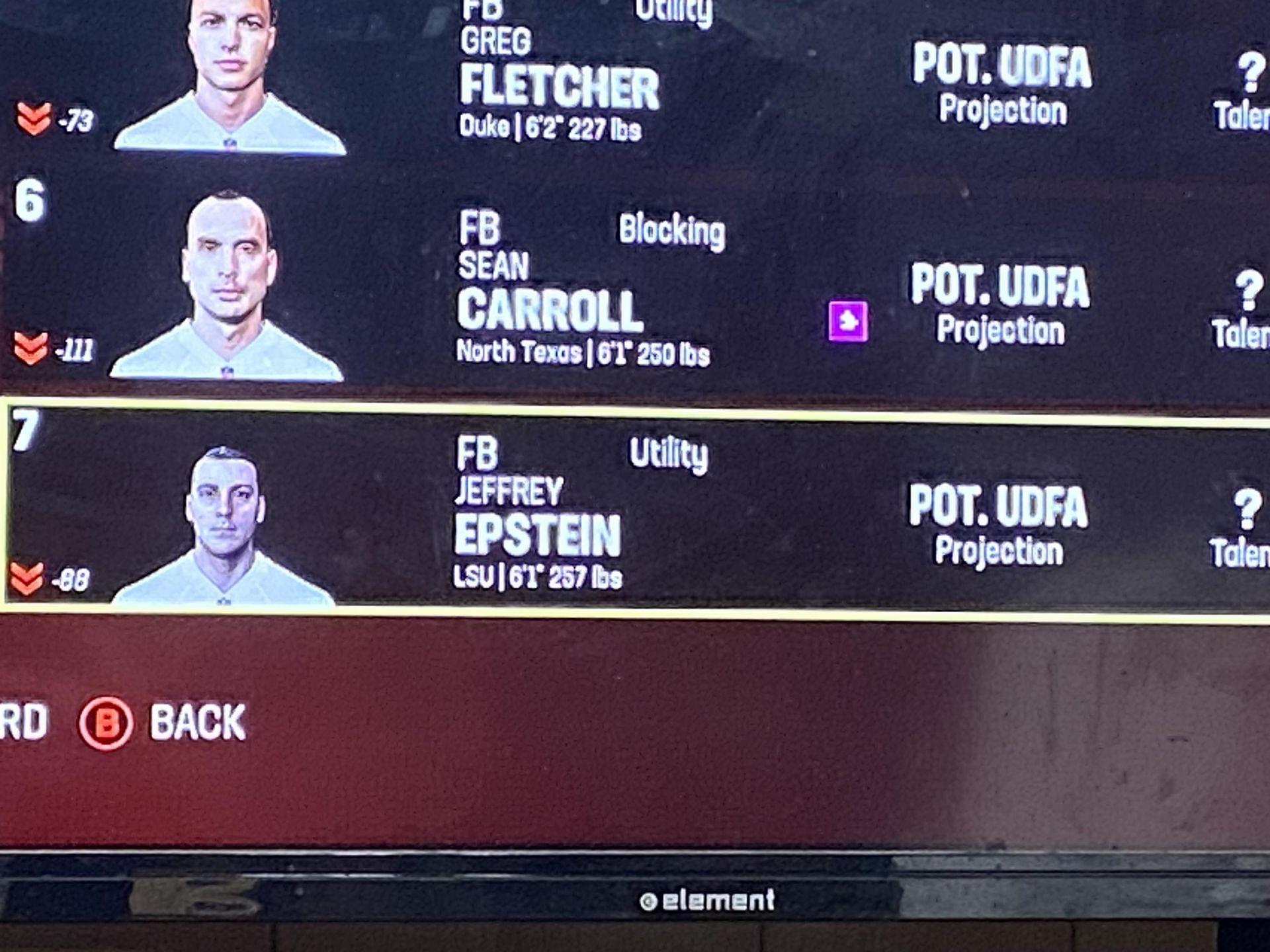 &quot;Jeffrey Epstein&quot; showing up in Madden 24